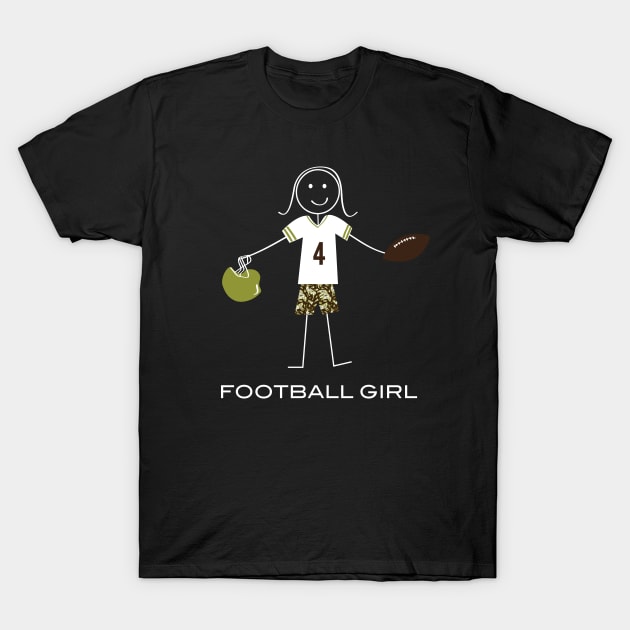 Funny Football Girl Stick Figure Football Player T-Shirt by whyitsme